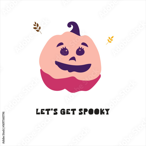 Decorative card with a cute pumpkin and an inspirational quote. 