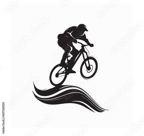 Downhill Bike Racing Logo Vector Image isolated on white background
