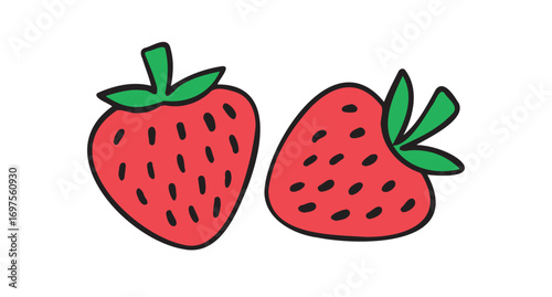  red strawberry berry doodle hand drawn cartoon icon. Drawing clipart symbol illustration cartoon symbol