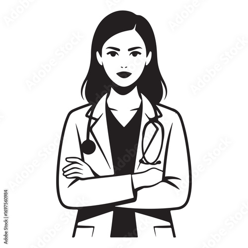 Silhouette of a Nurse with StethoscopeArt & Illustration