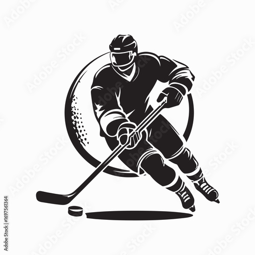 Hockey Player Vector. Hockey player vector art illustration on white background
