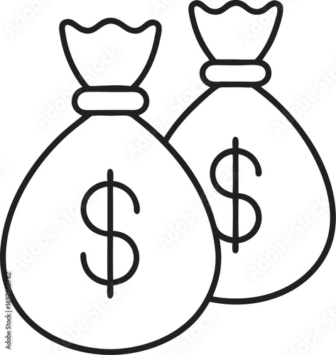 Two Money Bags With Dollar Signs Icon currency finance