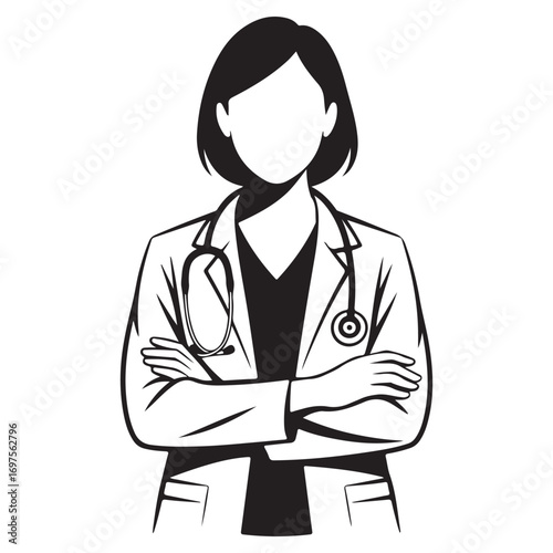 Silhouette of a Nurse with StethoscopeArt & Illustration