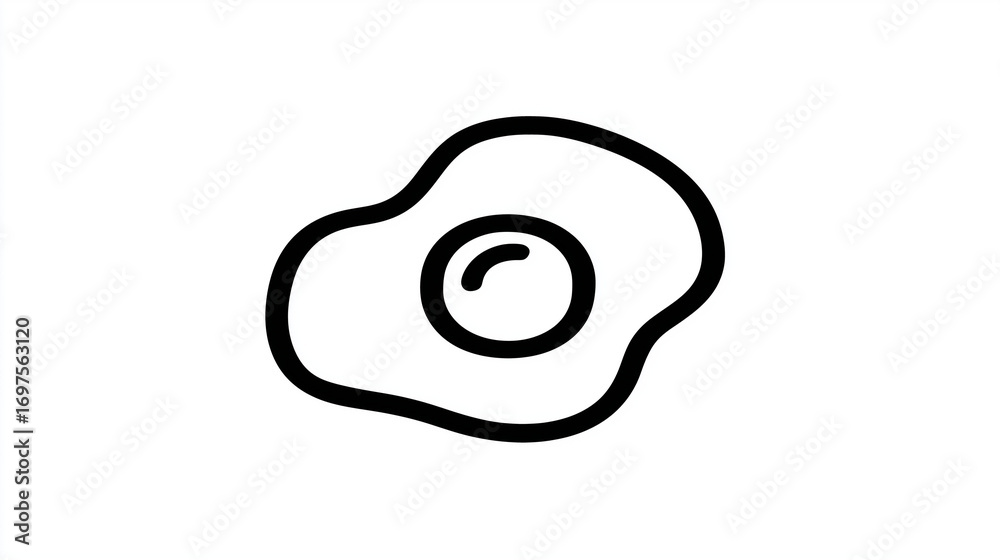 Obraz premium Minimal Line Icon of Fried Egg – Bold Outline Vector on White Background