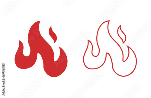 Solid & Outline Flame Icons