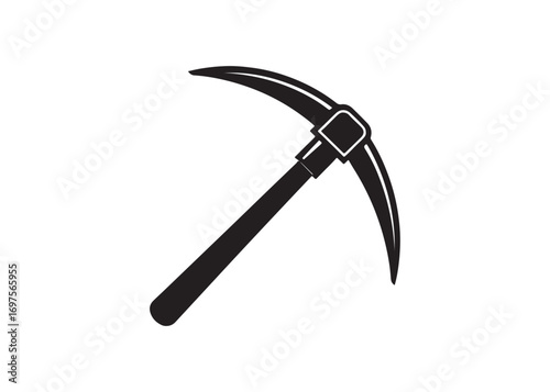 Mining pickaxe silhouette vector tool icon illustration.