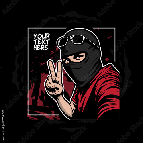 ultras fhooligan suporter footbal in mask sticker vector design