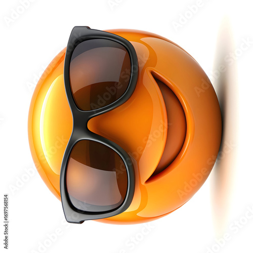cool orange emoticon wearing sunglasses happy face