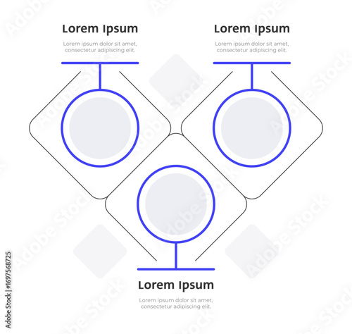 AR technology infographic template. Digital simulation. Futuristic project. Data visualization with 3 steps. Empty process vector design. Editable blank options info graphics. Lexend font used