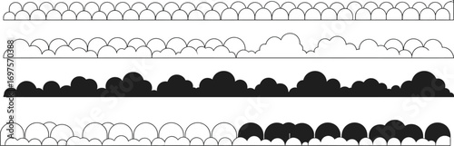 Abstract graphic elements featuring cloud shapes in varying densities and styles
