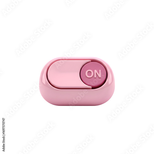 Pink toggle switch in the on position on a black background
