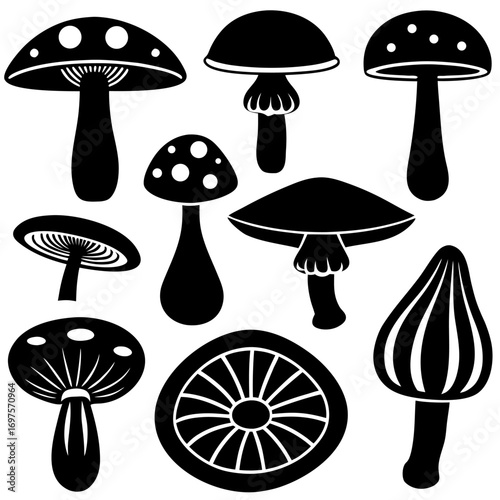 Diverse Fungi Vector Icon Collection