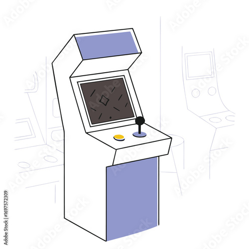 Retro arcade machine with a pixelated screen perfect for vintage gaming advertisements banners and nostalgic designs featuring vibrant colors and classic typography
