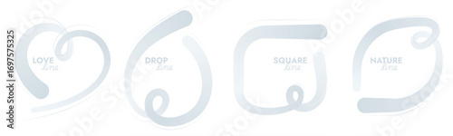 Line White Frame Set, Pattern Shapes, Colorful Abstract Background, 3D Wave Gradient, Vector illustration.