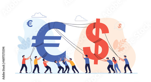Teamwork drives global currency exchange, balancing euro and dollar forces for financial growth