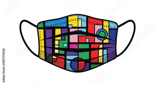 Vibrant geometric face mask design expresses modern style and personal protection