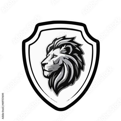 Unique White Shield with Lion Logo Facing Left