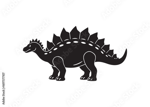 Ankylosaurus silhouette vector illustration, prehistoric armored dinosaur graphic icon isolated on white background.