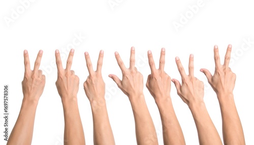 Hands displaying numbers one to five