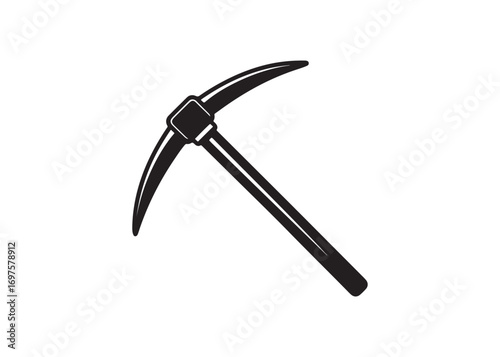 Mining pickaxe silhouette vector tool icon illustration.