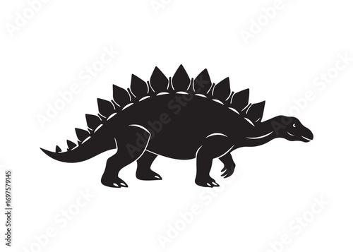 Ankylosaurus silhouette vector illustration, prehistoric armored dinosaur graphic icon isolated on white background.