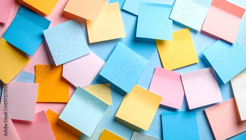 Pastel Sticky Notes Collage: Creative organization with vibrant note squares arrangement