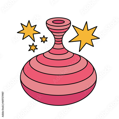 Colorful vector illustration of a pink whoopee cushion isolated on a clean white background
