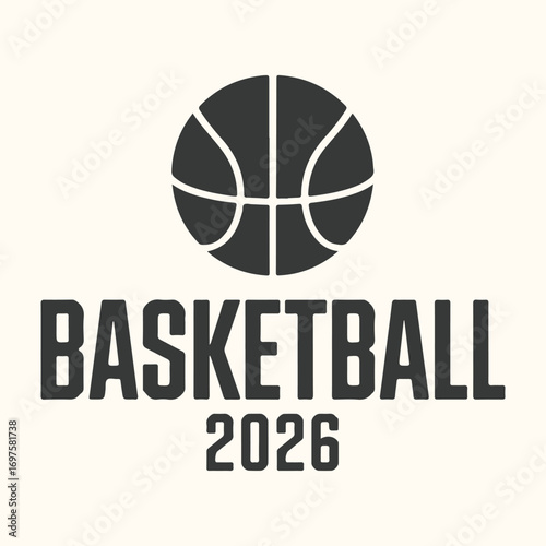 Vector art of basketball 2026 logo with text and basketball graphic