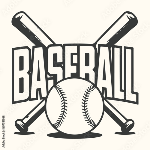 Vector art of baseball graphic with crossed bats and ball