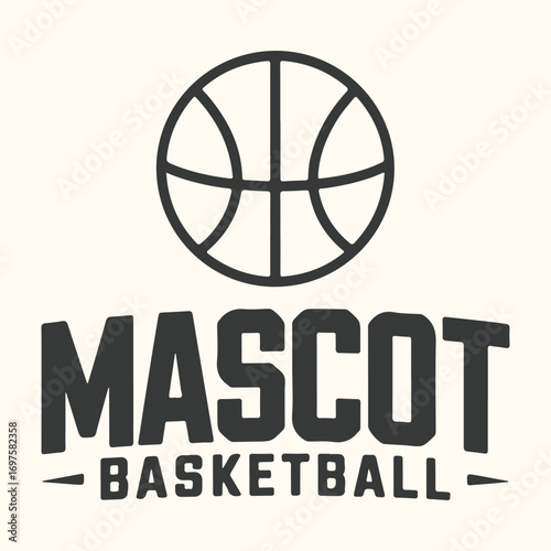 Vector art of mascot basketball logo with a basketball icon and text that says mascot basketball