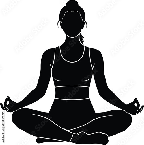 silhouette of a woman meditating