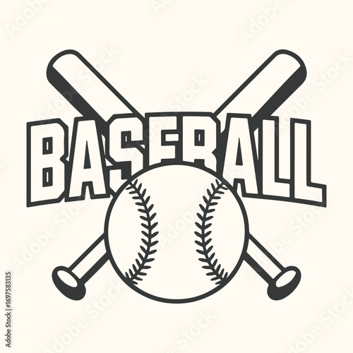 Vector art of baseball graphic with crossed bats and the word baseball