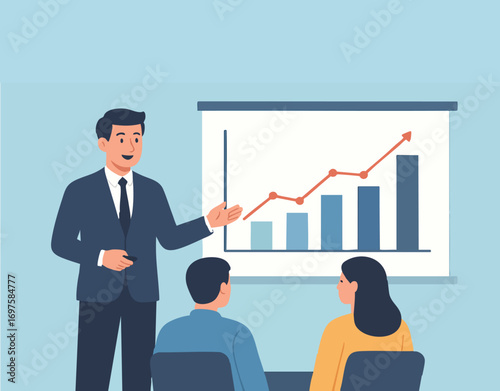 A man is giving a presentation to a client