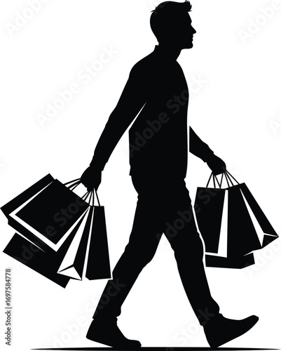 man with shopping bags vector illustration