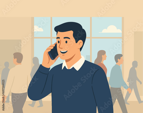 People are making calls in public places