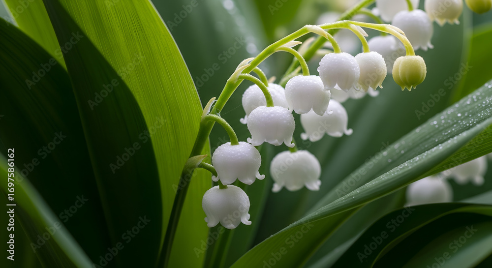 Fototapeta premium Delicate Lily of the Valley Blooms in Spring
