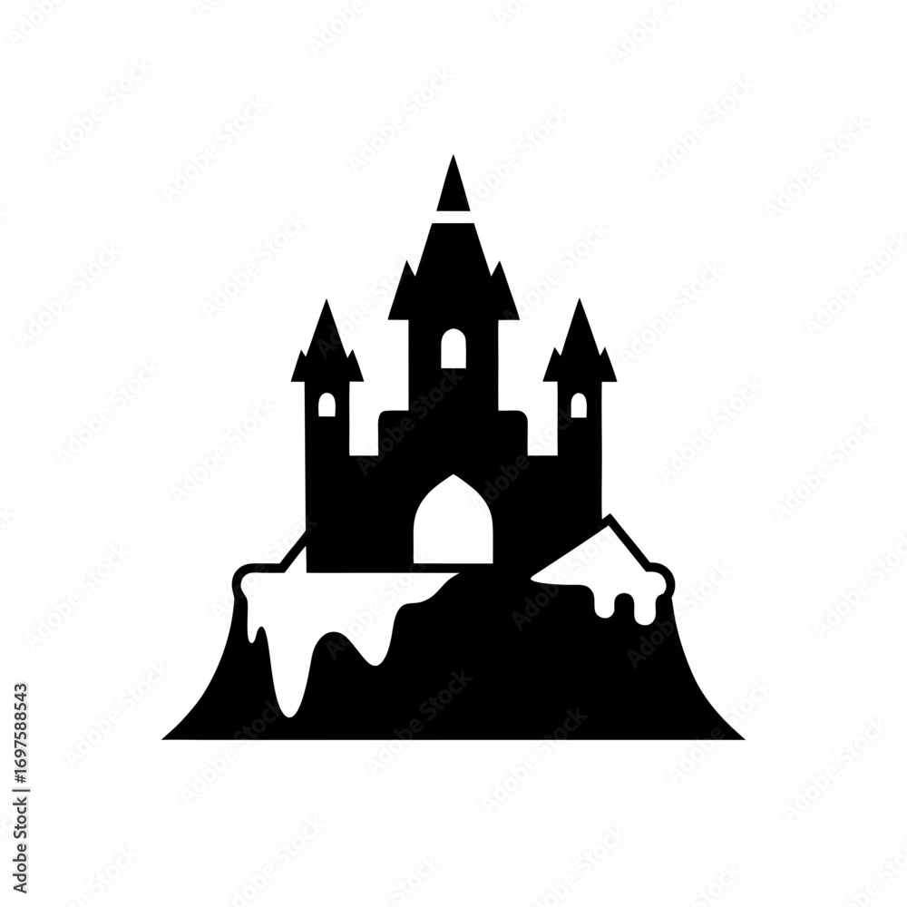 Obraz premium Black silhouette castle icon vector