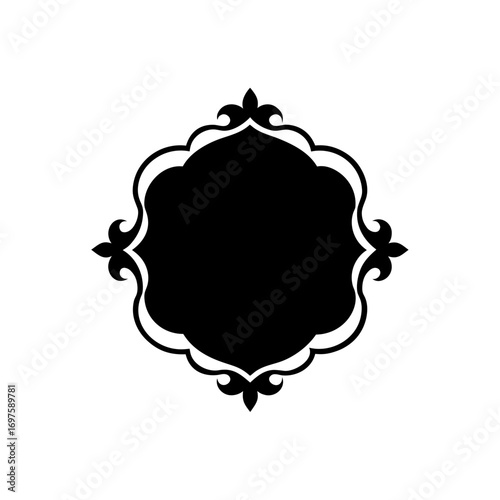 Ornamental Vintage Frame: An elegant, black-and-white ornamental frame, a timeless symbol, ready to enhance any design or project.