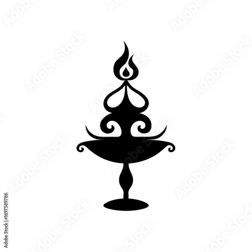 Elegant Oil Lamp: A stylized oil lamp, its silhouette an emblem of ancient illumination, embodies cultural richness and spiritual connection.