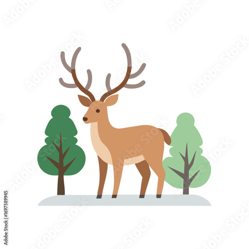 A cartoon of a deer with a blue background with a drawing of a deer on it 