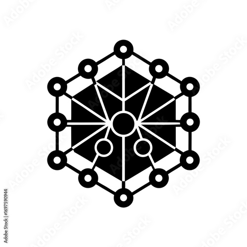 deep learning neural network vector monotone icon 