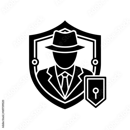 intrusion prevention system vector monotone icon 