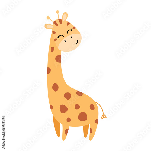 Cute giraffe clipart. Jungle, safari, tropical animal design. Isolated vector illustration