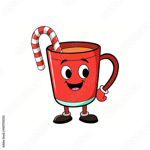 Christmas illustration of a cup of hot chocolate a handdrawn christmas sketch