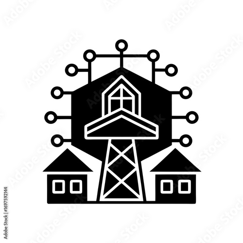 smart grid technology vector monotone icon 