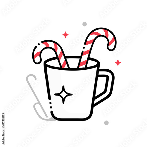 Christmas illustration of a cup of hot chocolate a handdrawn christmas sketch