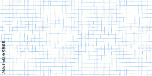 Abstract light blue hand drawn grid pattern on a white background seamless texture