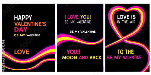 Vibrant valentine s day cards with love messages and heart graphics