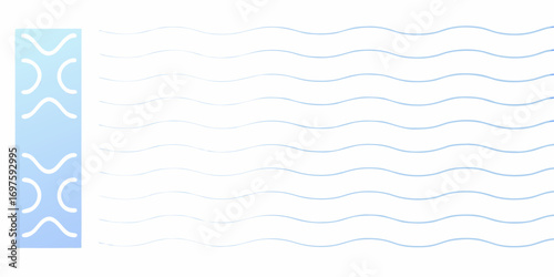 Abstract blue wave pattern with gradient background and geometric shapes on the left
