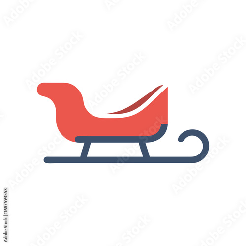 Sleigh of santa claus sled christmas transport christmas sledge in flat style 